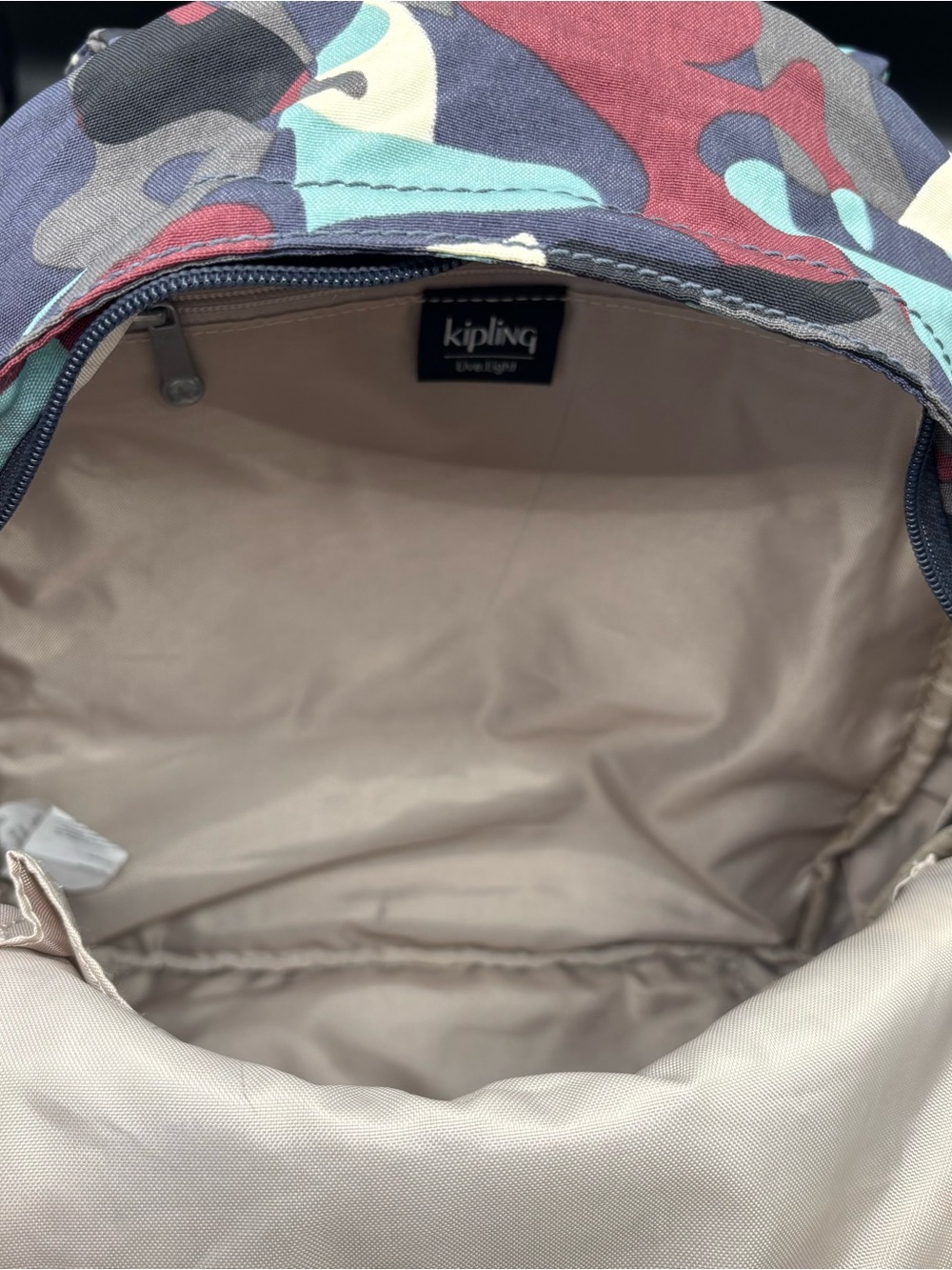Kipling Paola Mini Backpack Camo Tonal Design Compact Lightweight Blue Gray - Picture 6 of 10